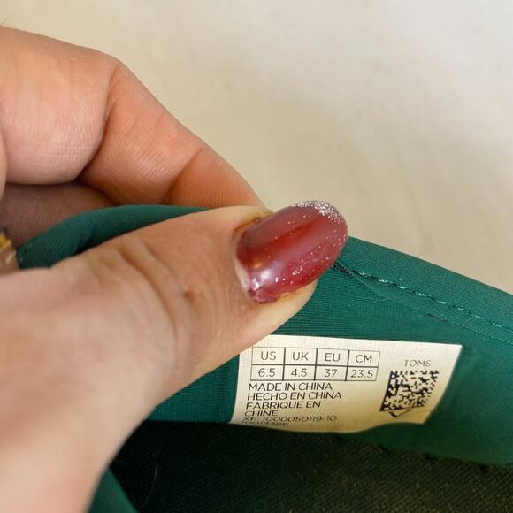 Toms Petra green emerald metallic slip on flats 6.5W - Picture 3 of 4